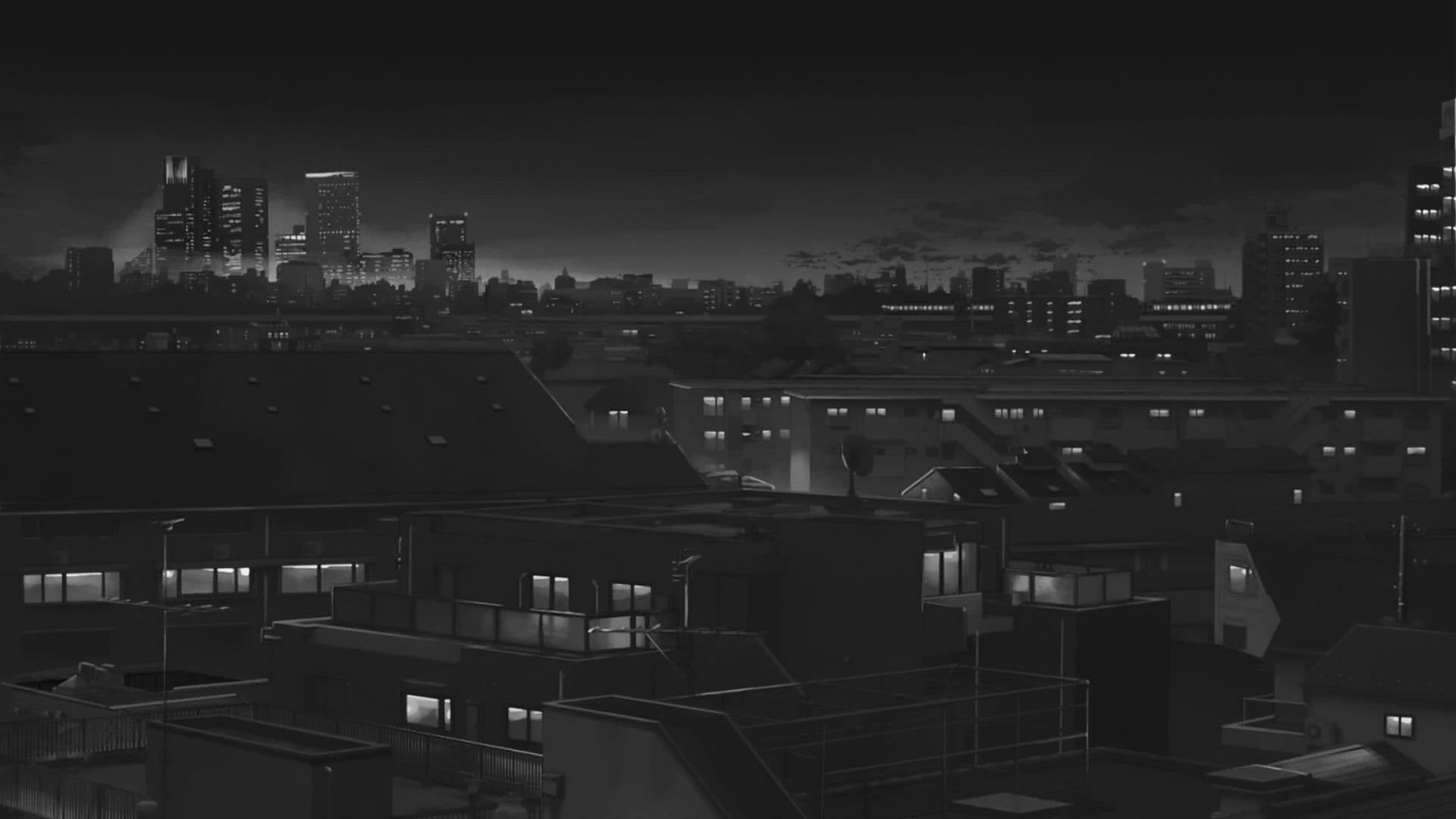 Anime city at night